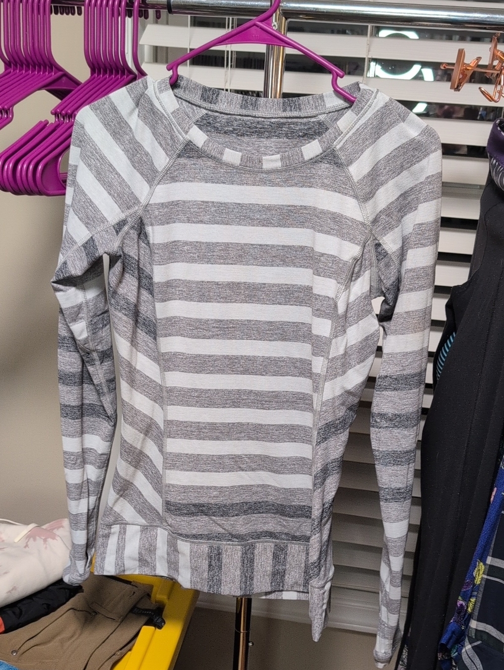 Lululemon Gray and White Striped Women's Sweater